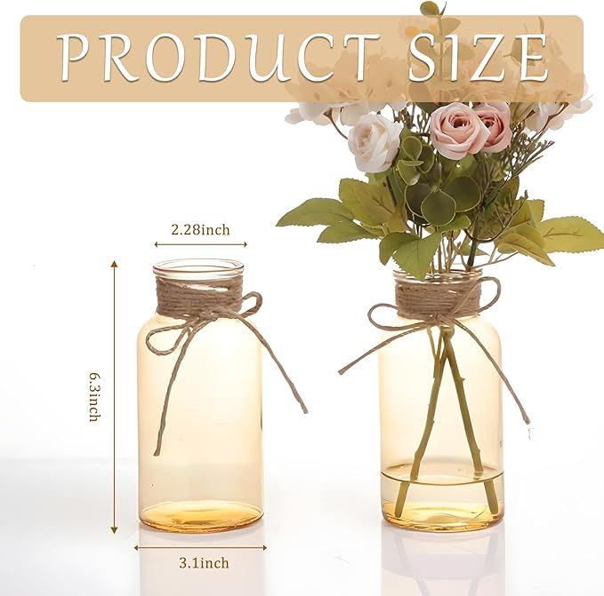 Gold Vases for Centerpieces Set of 6, Mason Jars Boho Cylinder Bud Vases in Bulk - Image 4