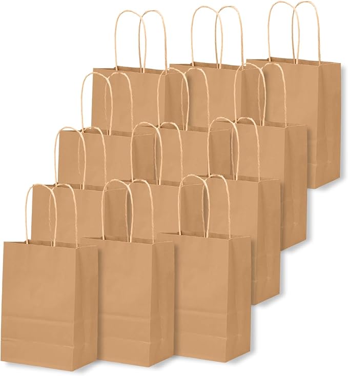 qiqee 30-Packs Brown Gift Bags - Image 3