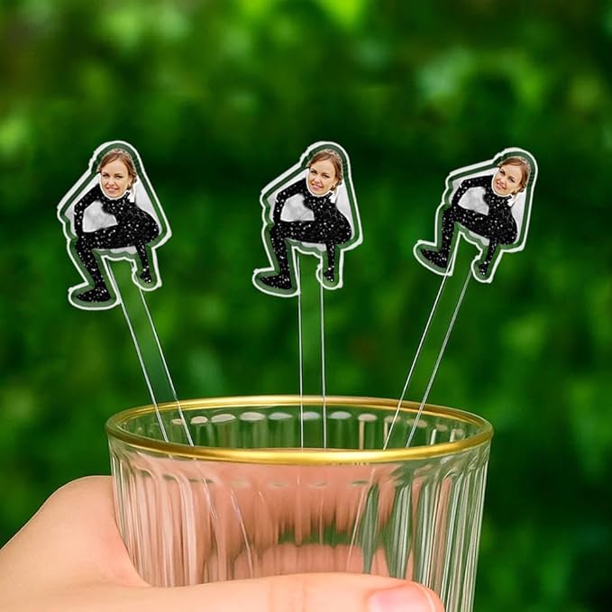 Personalized 50 Pcs Double-Sided Wedding Stir Stick, Custom Bride Face Dancers - Image 2