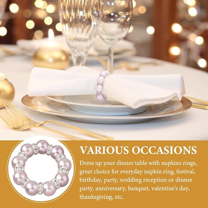 20Pcs Pearl Napkin Rings, Wedding and Formal Dinner Table Decor - Image 6