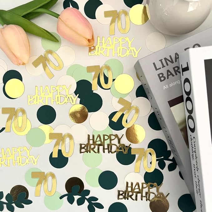 Sage Green 70th Happy Birthday Confetti, 70th Birthday Table Decorations - Image 5