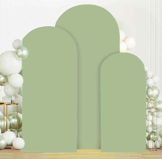 MODFUNS Metal Arch Backdrop Stand and Cover Set 6&6.6&7.2ft Sage Green Arch - Image 6
