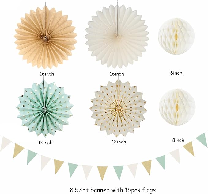 Sage-Green Champagne-Gold Baby Shower Party Decorations - Image 2