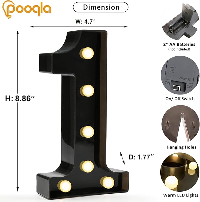 Pooqla Decorative Led Light Up Number Letters - Image 4