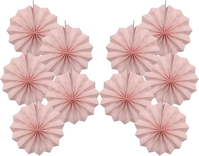 Pink Birthday Decorations, DIY Pink Paper Fans Hanging Decoration, Party by BARTHEW