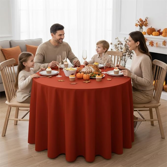Fitable 8 Pack Round Tablecloths: Stain Resistant Wrinkle Free Fall Table - Image 3