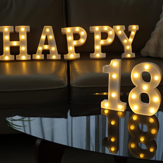 Decorative Led Light Up Numbers, 18th Birthday Decorations, Warm White Led - Image 5
