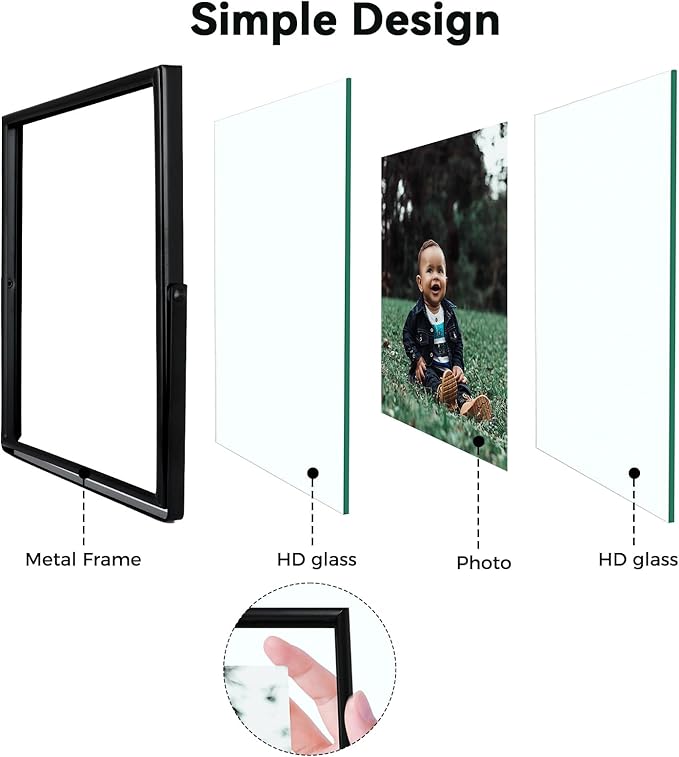 Black Floating Frame, For Picture 3.5x5, Tabletop Shelf Photo Frame, Classy - Image 5