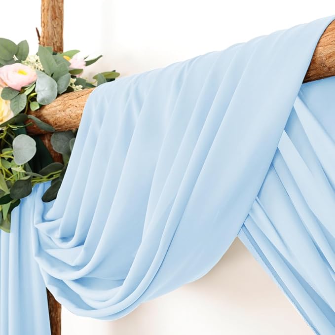 Wedding Arch Draping Fabric 1 Panel 30'' x 18FT Baby Blue Sheer Chiffon Arch - Image 2