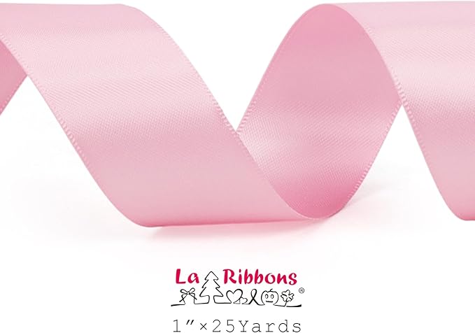 LaRibbons 1 Inch 25 Yard Double Faced Satin Ribbon, Rose Pink Satin Craft - Image 5