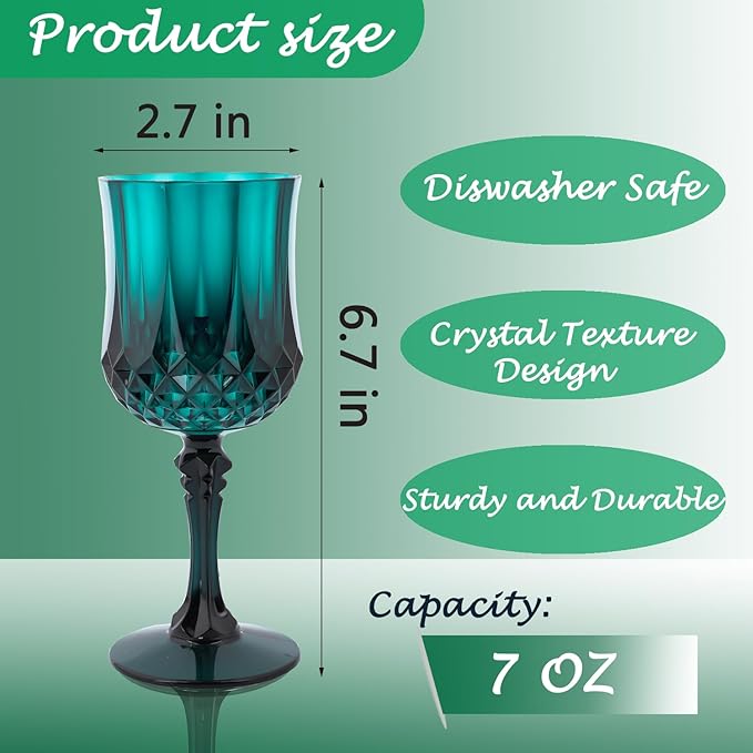 Plastic Wine Glasses，Plastic Goblets Vintage Style Cordial Drinking Glasses - Image 2