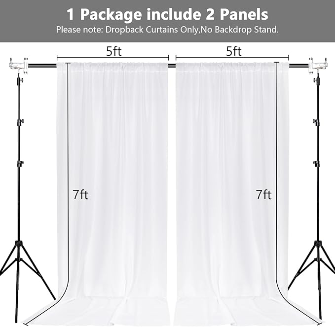 MEETSKY White Backdrop Curtain for Parties Wedding Decor- White Wedding - Image 2