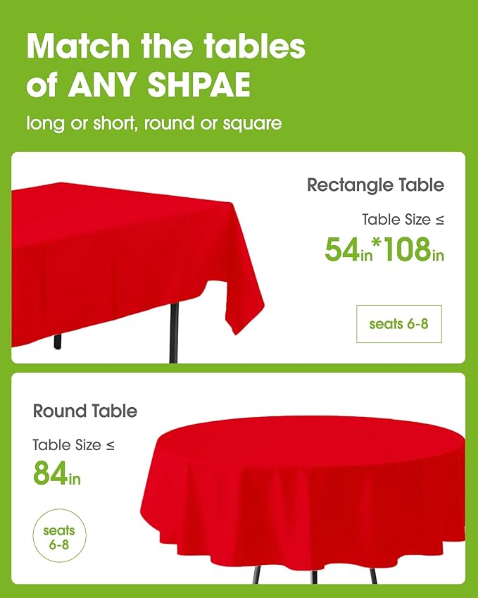 Pureegg Plastic Table Cloth Disposable 10 Pack, 54 x 108 Inch Table Cloths - Image 2