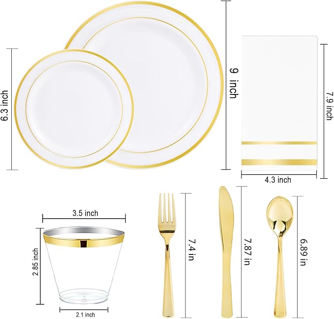 NOCCUR 700PCS Gold Plastic Plates - Image 2