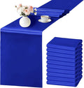 10 Pack Royal Blue Satin Table Runner 12x108 Inches Long, Bright Silky Smooth by SHEJIZE