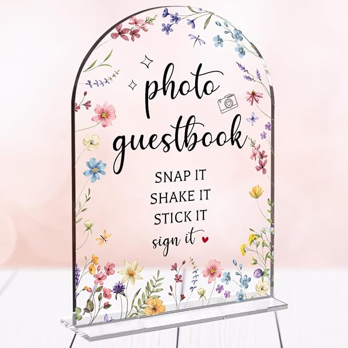 Wedding Sign Decor, Photo Guest Book Sign, 5x7 Inch Arch Acrylic, Wedding Sign by Unknown