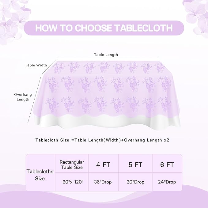 Light Purple Tablecloth Outdoor Lace Table Fabric 2pcs 60x120 Inch - Image 7