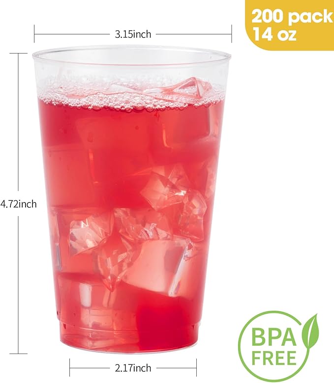 Goodluck 200PCS 14oz Clear Plastic Cups - Image 4