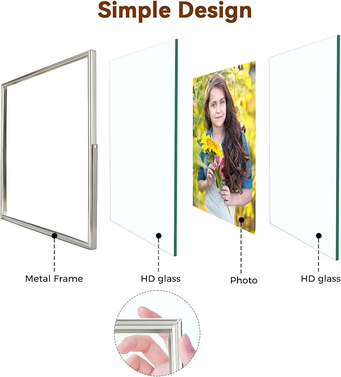 Silver Floating Frame, For Picture 4x6, Small Desktop Photo Frame, Classy Gift - Image 5