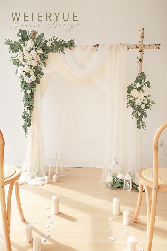 Deluxe White Artificial Wedding Arch Flowers - Image 2