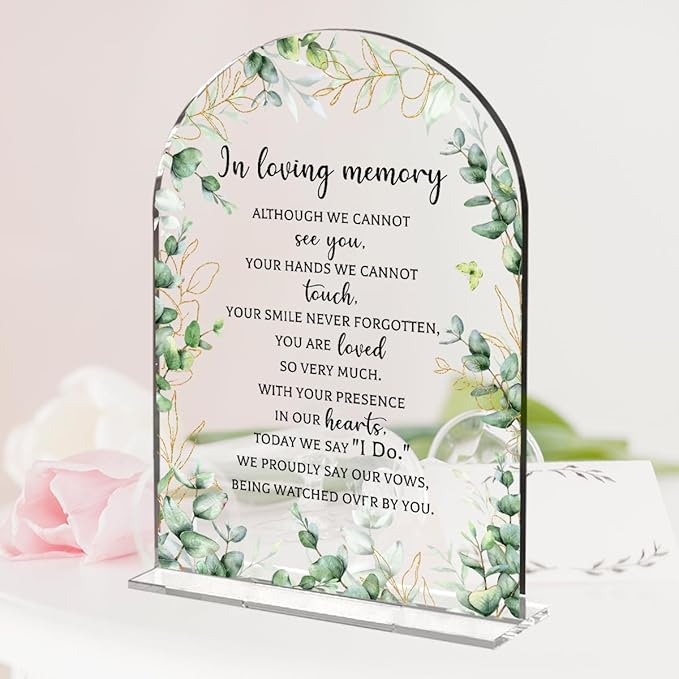 Wedding Sign Decor, In Loving Memory Wedding Sign, 5x7 Inch Arch Acrylic - Image 4