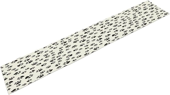 Dog Paws Table Runner, Cartoon Cute Black White Animal Footprints Abstract - Image 7