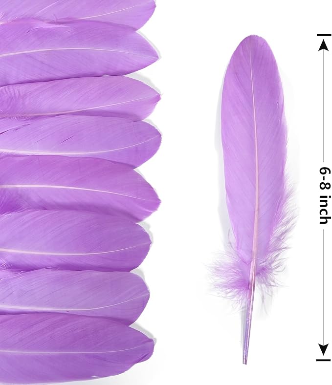 THARAHT 120pcs Lignt Purple Natrual Goose Feathers Natural Bulk 6-8 inch 15-20cm - Image 2