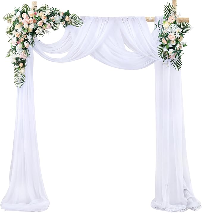 Wedding Arch Draping Fabric White Arch Drapes Sheer Backdrop Curtain - Image 9