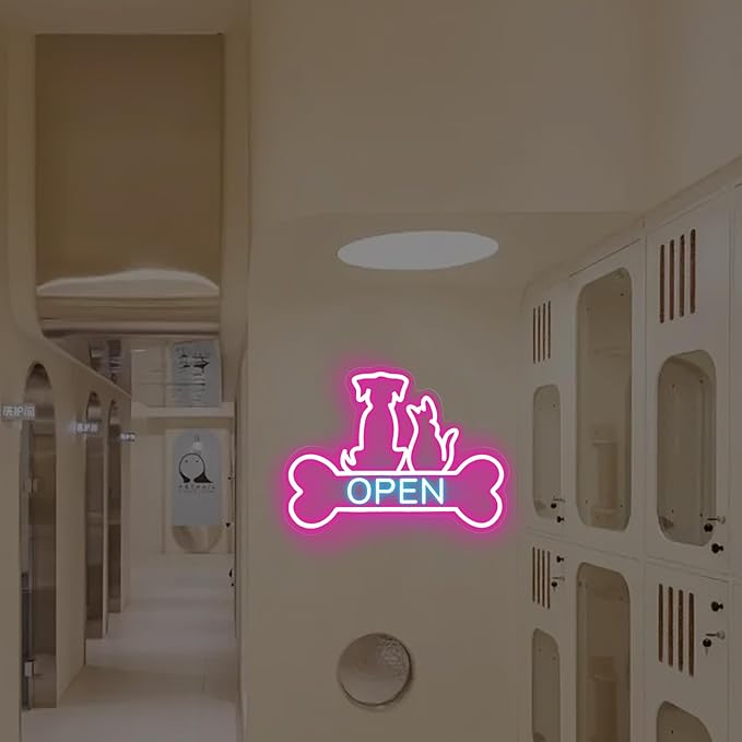Pet Shop Open Neon Sign LED Dog And Cat Open Sign Bright Pet Grooming Salon - Image 5