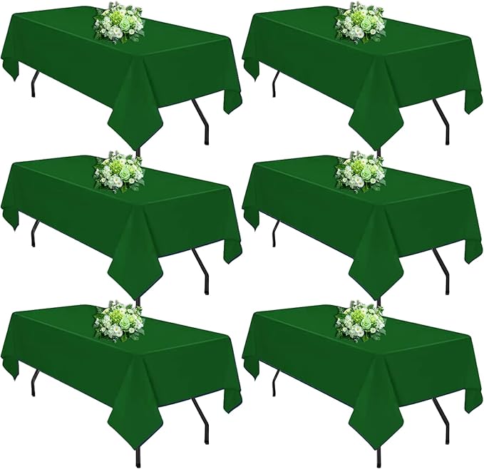 Hunter Green 6 Pack Polyester Table Cloth 60 x 84 Inch, Rectangle Tablecloths by TableClothAndTableRunner