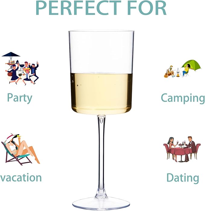 Ciaell 6 Pack Plastic Wine Glasses - 10 Oz Plastic Disposable Wine Glasses - Image 5