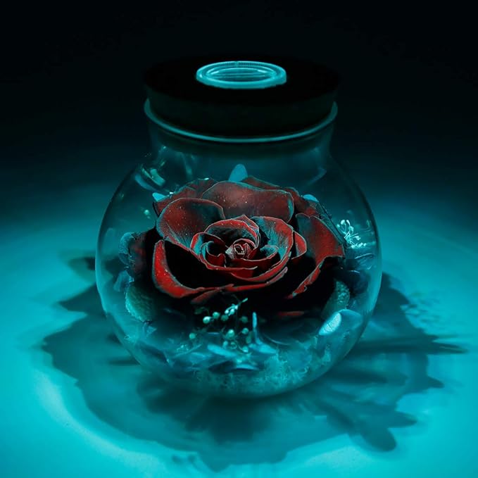 Preserved Real Roses with Colorful Mood Light Wishing Bottle, Eternal - Image 5
