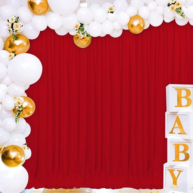 Joydeco Red Backdrop Curtain for Parties, Photography Backdrop Drapes for - Image 4