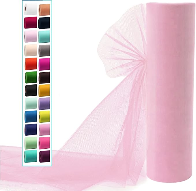 Light Pink Tulle Fabric Rolls 54 Inch by 20 Yards Tulle Bolt Spool by IONTACH
