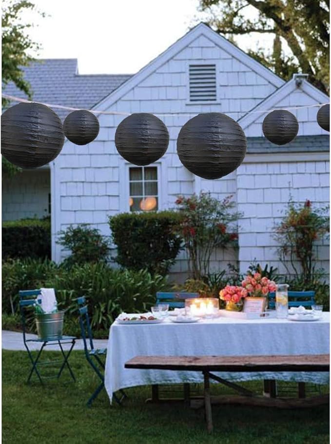 BEISHIDA Black Round Paper Lanterns Decorative Hanging Asia Chinese Japanese - Image 4