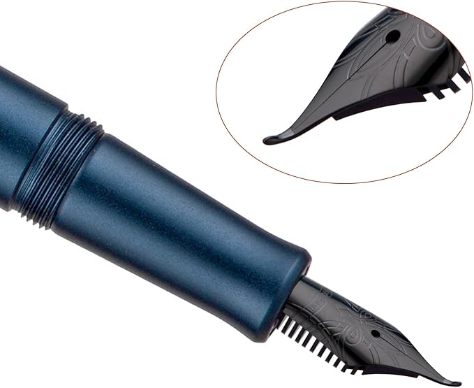Hongdian M2 Black Forest Mini Fountain Pen, Bent Nib & Sleek Shape Aluminium - Image 3