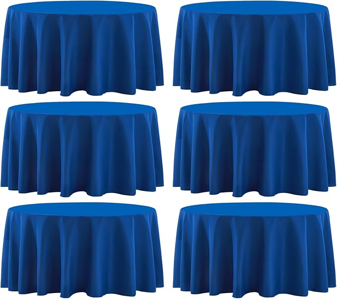 Round Tablecloth 6 Pack 108 Inch Royal Blue Tablecloths Washable Decorative by AOCOZHomeLifeMuseum