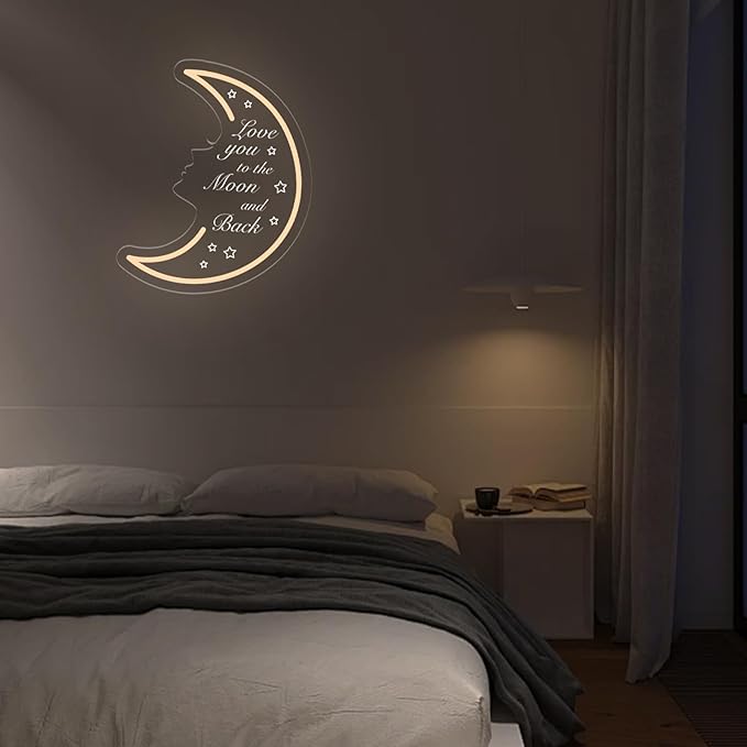 Moon Neon Light Sign for Wall Decor, 5v USB Powered & Dimmable Love You to the - Image 6