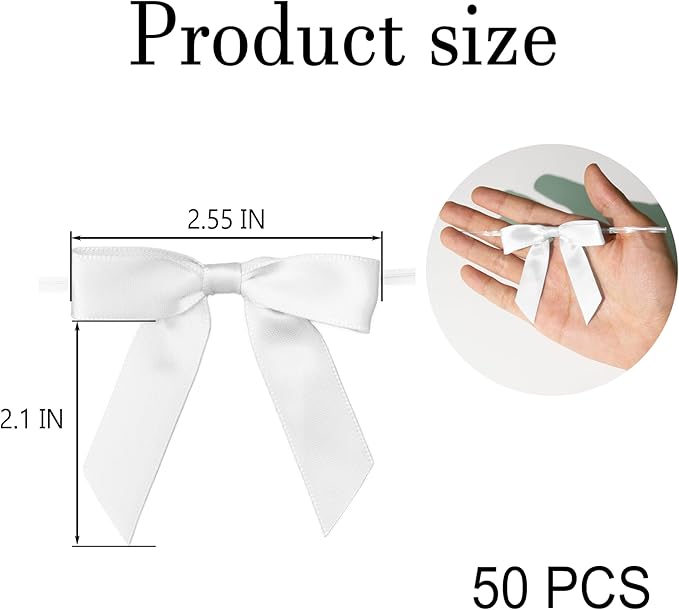 50Pcs Mix 5 Colors Twist Tie Bows - Image 2