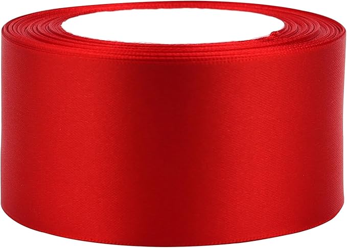 Red Solid Satin Ribbon 2 Inch 25 Yards Solid Polyester Fabric Ribbon - Image 5
