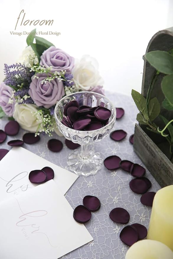 Floroom 300pcs Rose Petals Plum Faux Silk Flower Petals - Image 2