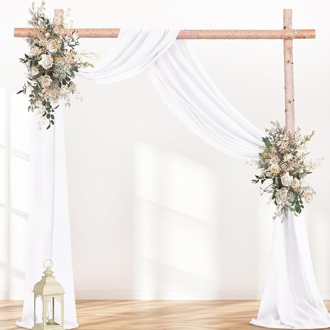 White Wedding Arch Draping Fabric 1 Panel 29" × 20FT Sheer Drapes Outdoor - Image 2