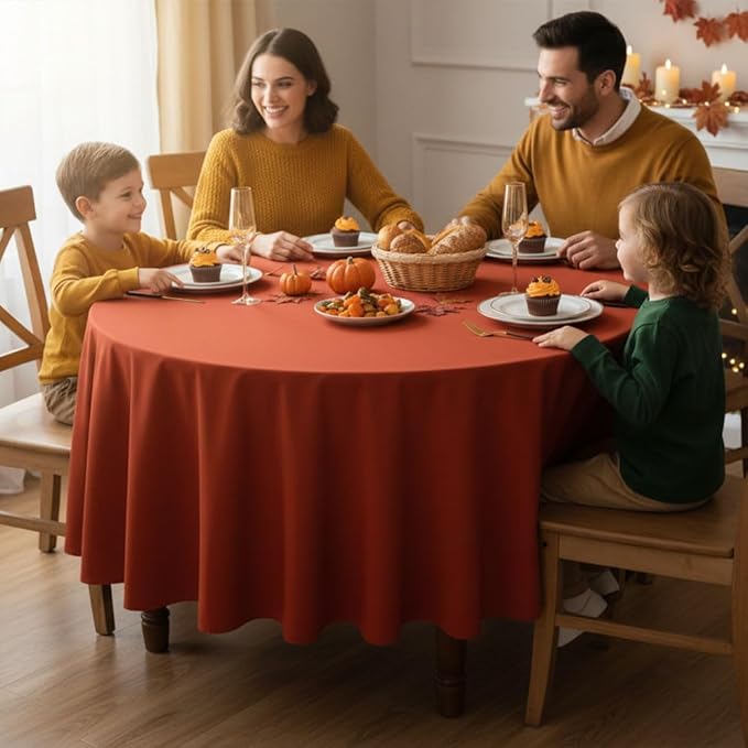 Fitable 8 Pack Round Tablecloths: Stain Resistant Wrinkle Free Fall Table - Image 3