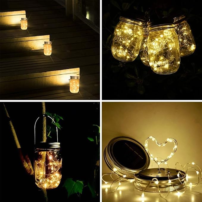 SunKite Solar Mason Jar Lights, 12 Pack 30 LED Waterproof Fairy Firefly Jar - Image 6