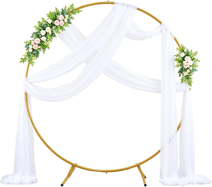 Wedding Arch Draping Fabric Backdrop 2 Panel 30" x 19Ft White Arch Drapes - Image 6
