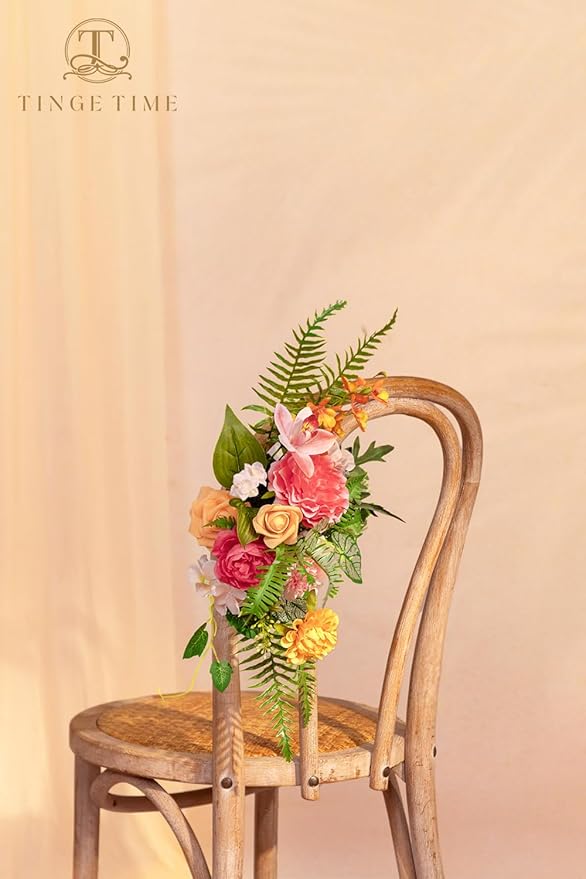 TINGE TIME Artificial Flowers Tropical Citrus & Pink Flower Combo - Image 6
