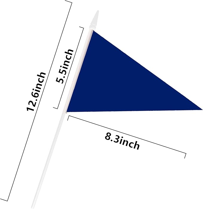 12 Pack Dark Blue Pennant Flags Small Mini Hand Held Solid Color Pennant On - Image 6