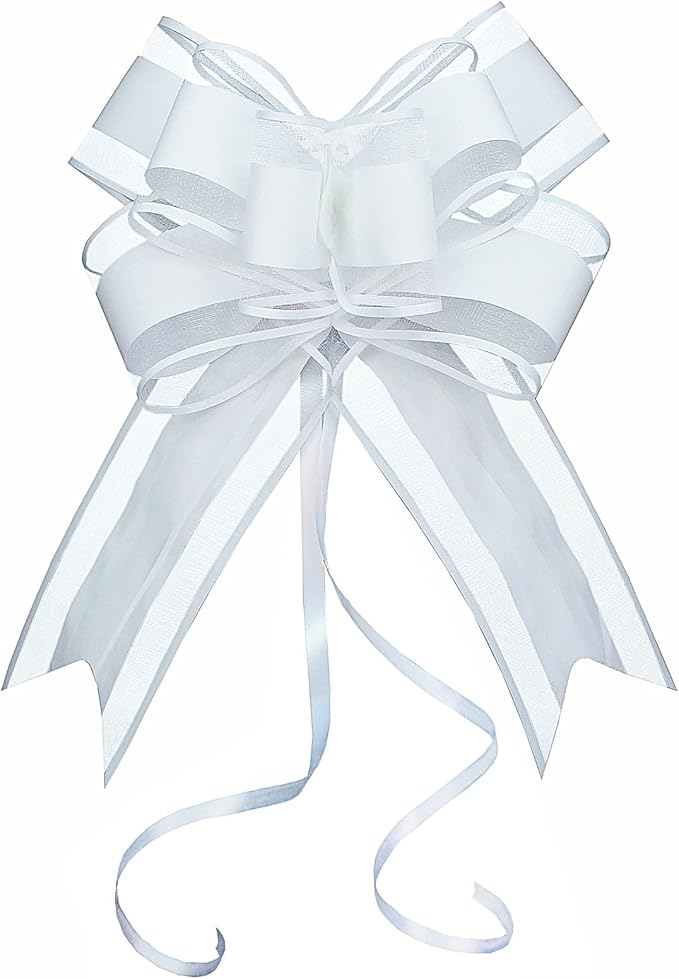 WEWILUCK White Gift Bow, Big White Pull Bows by WEWILUCK