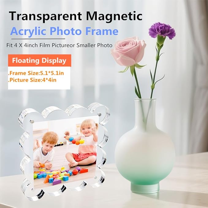 4x4 Inch Magnetic Acrylic Picture Frame, 10+10mm Thick Block, Double Sided - Image 4