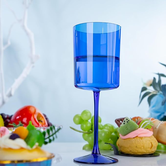 Ciaell 6 Pack Blue 10 Oz Plastic Wine Glasses - Image 7